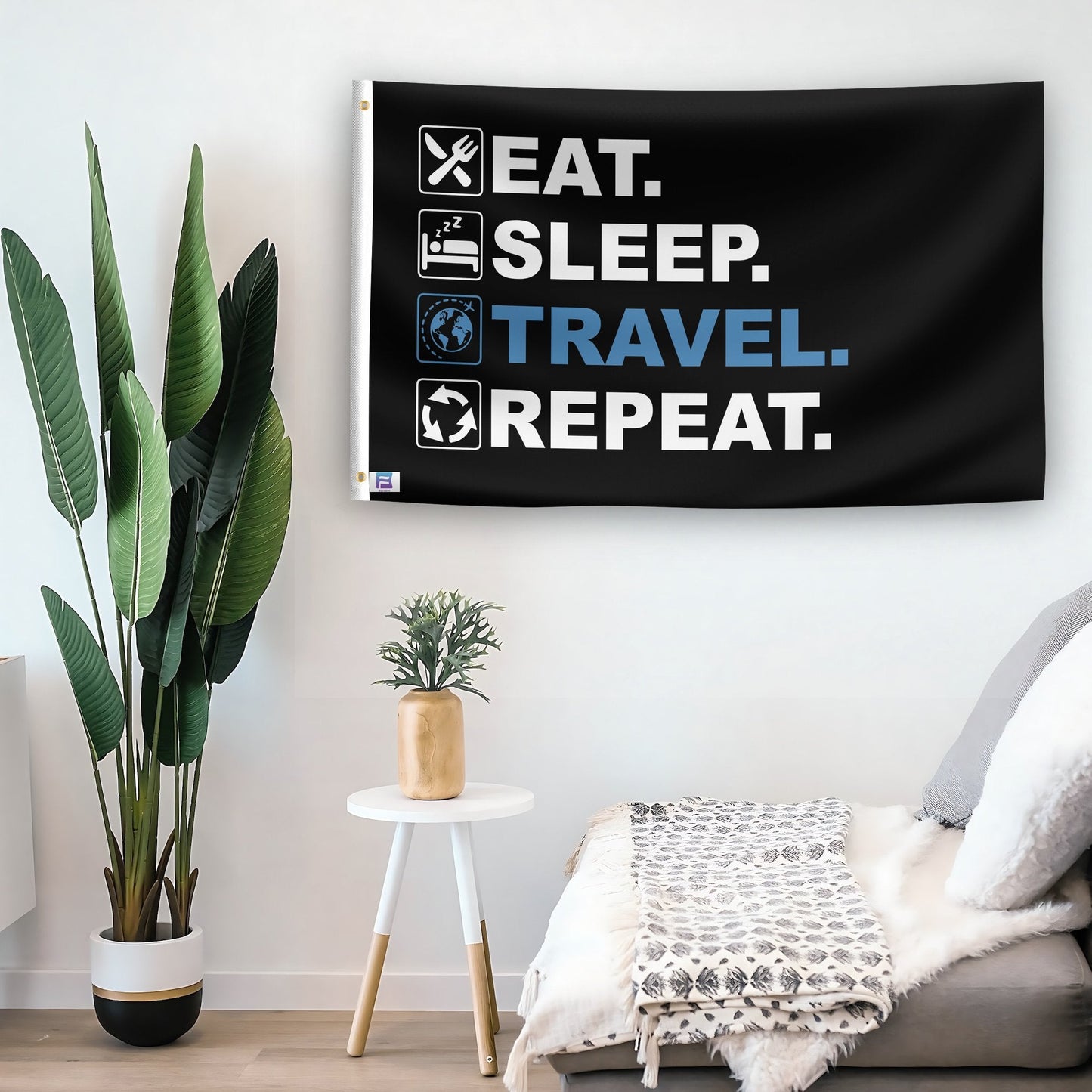 Eat Sleep Travel Repeat Flag