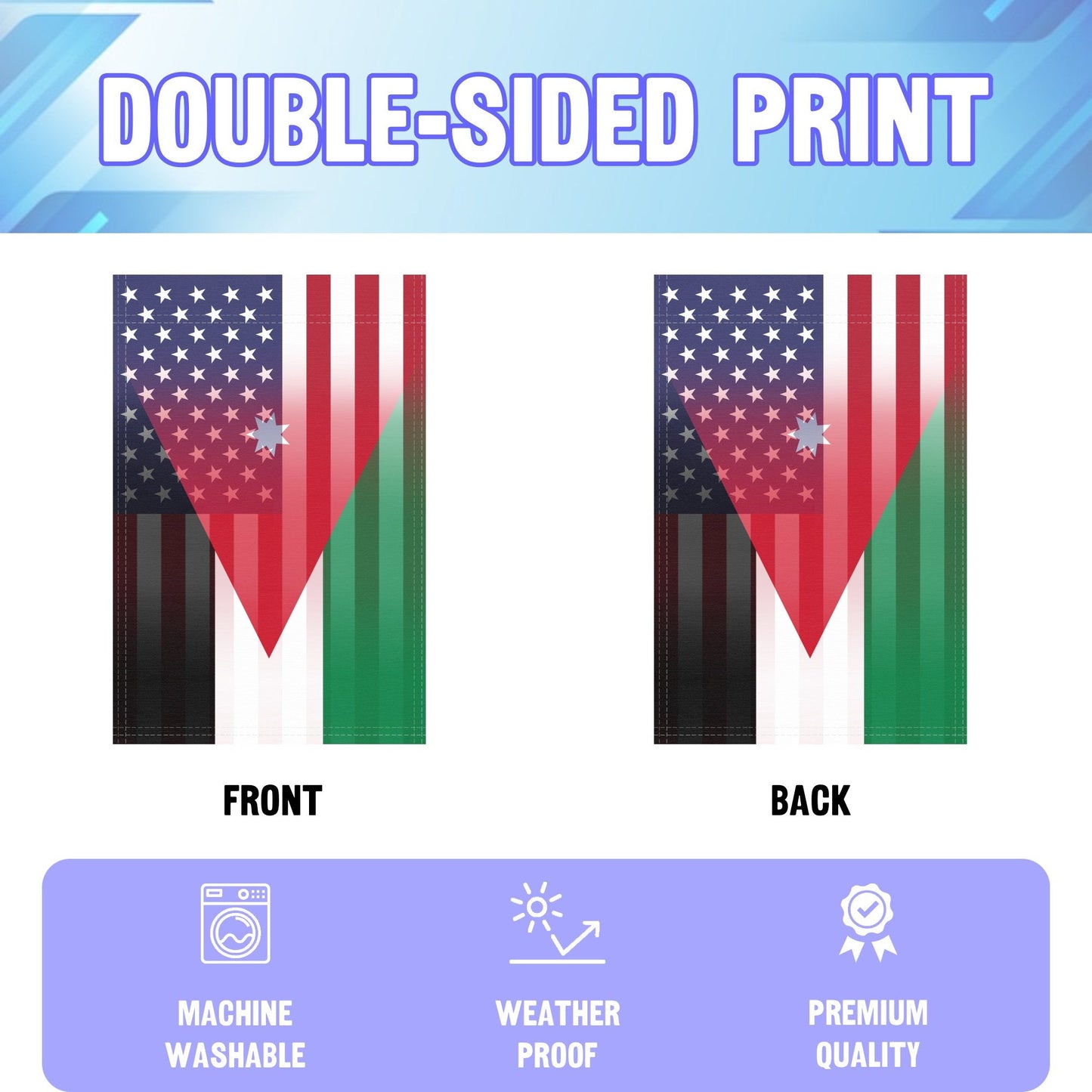 Jordanian American Garden Flag