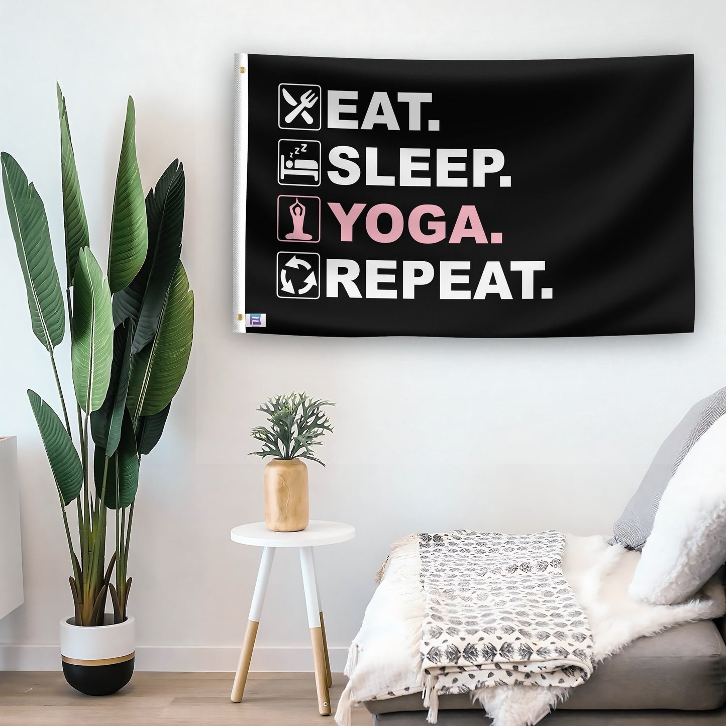 Eat Sleep Yoga Repeat Flag