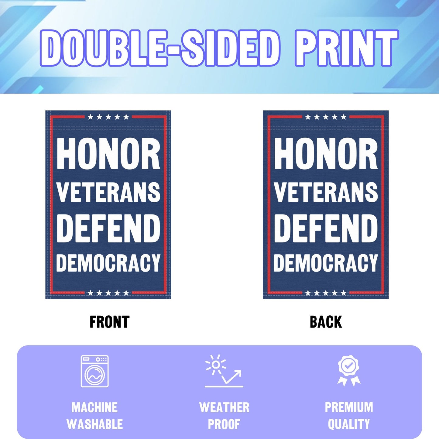 Honor Veterans Defend Democracy Garden Flag