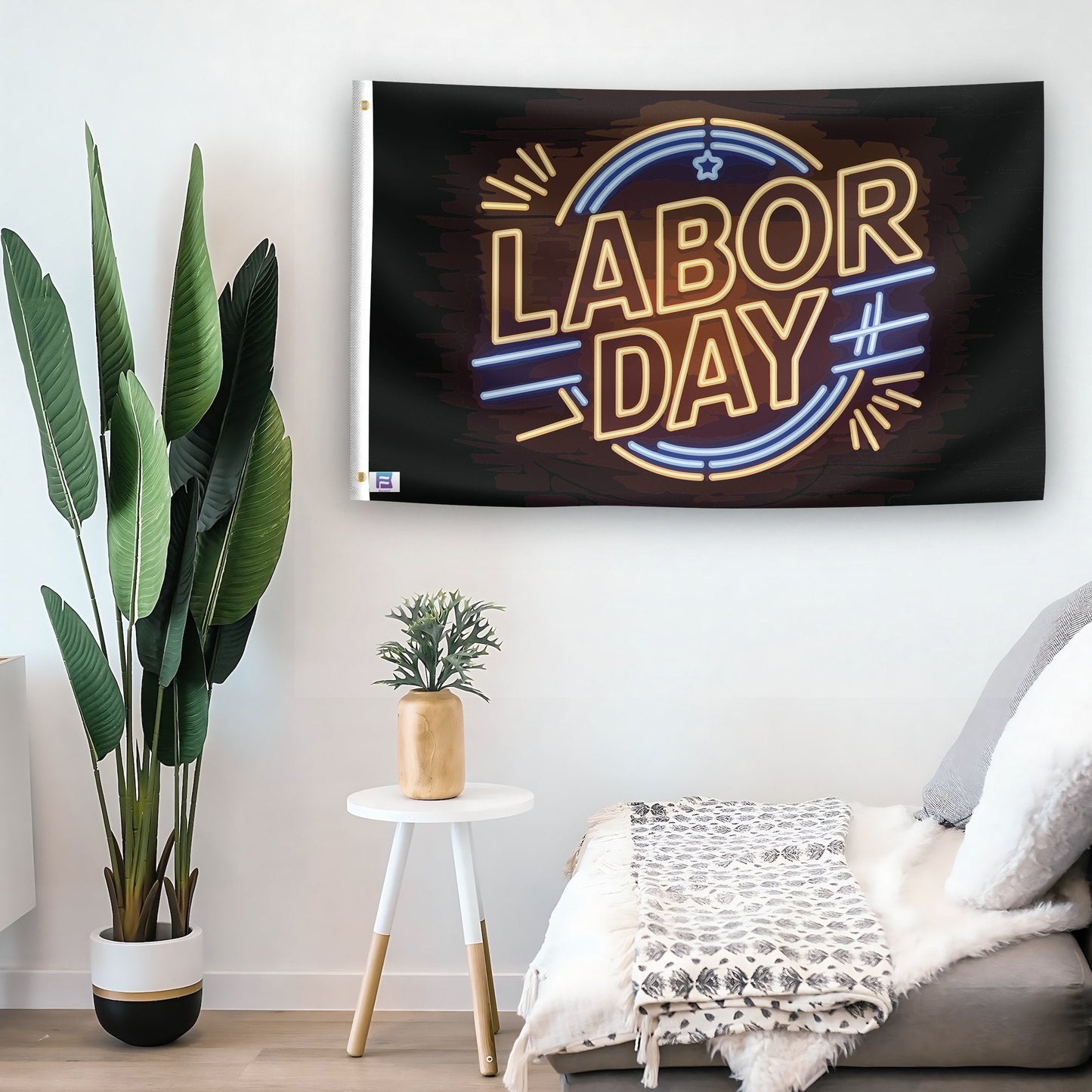 Labor Day Neon Flag