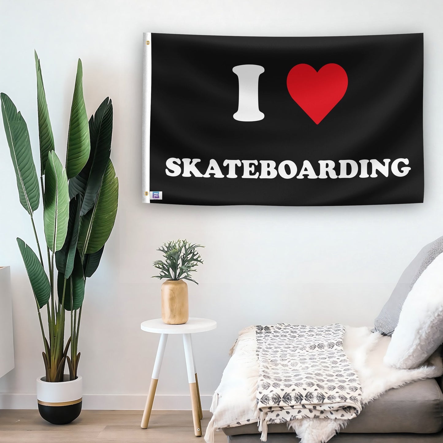 I Love Skateboarding Flag