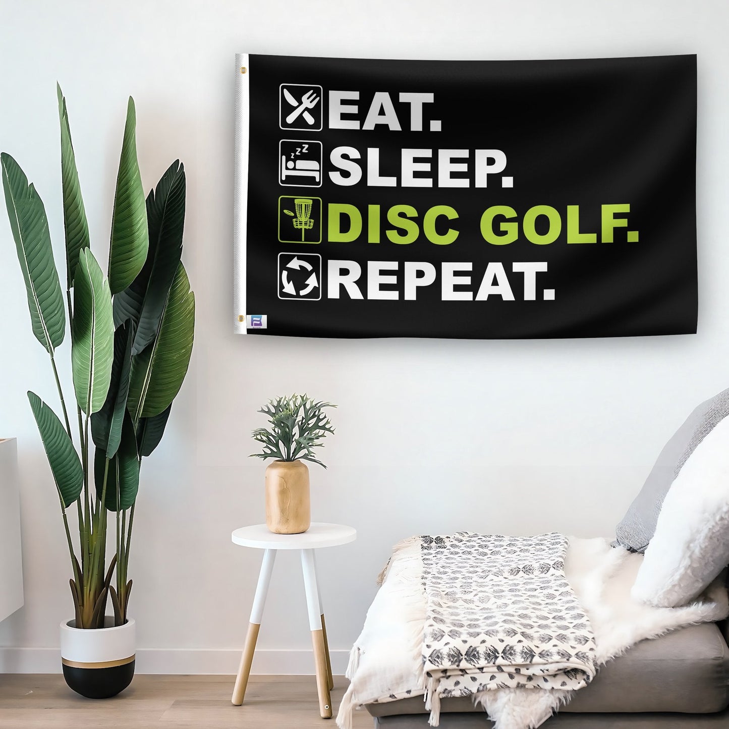 Eat Sleep Disc Golf Repeat Flag