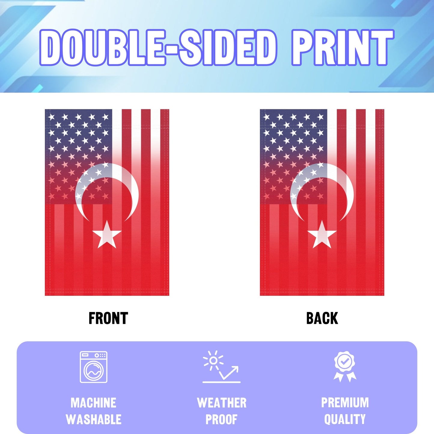 Turkish American Garden Flag
