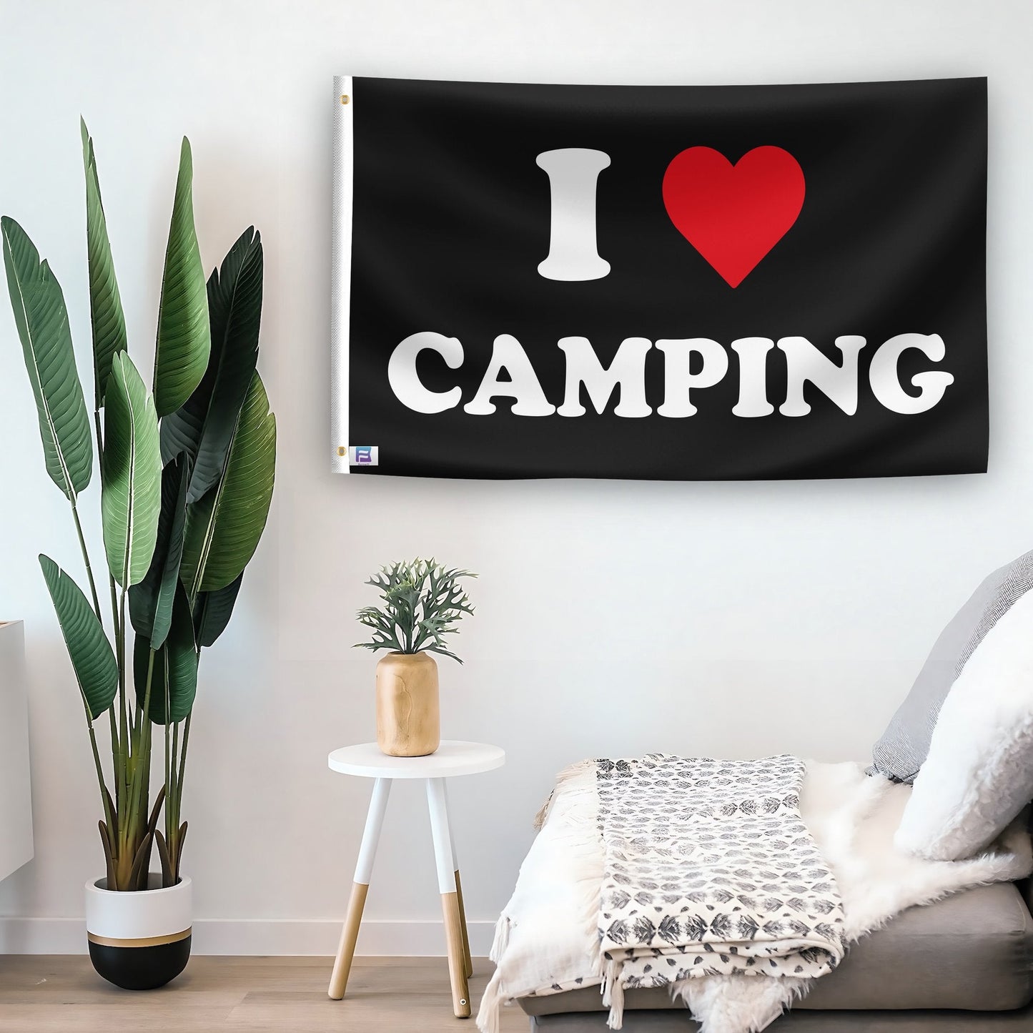 I Love Camping Flag