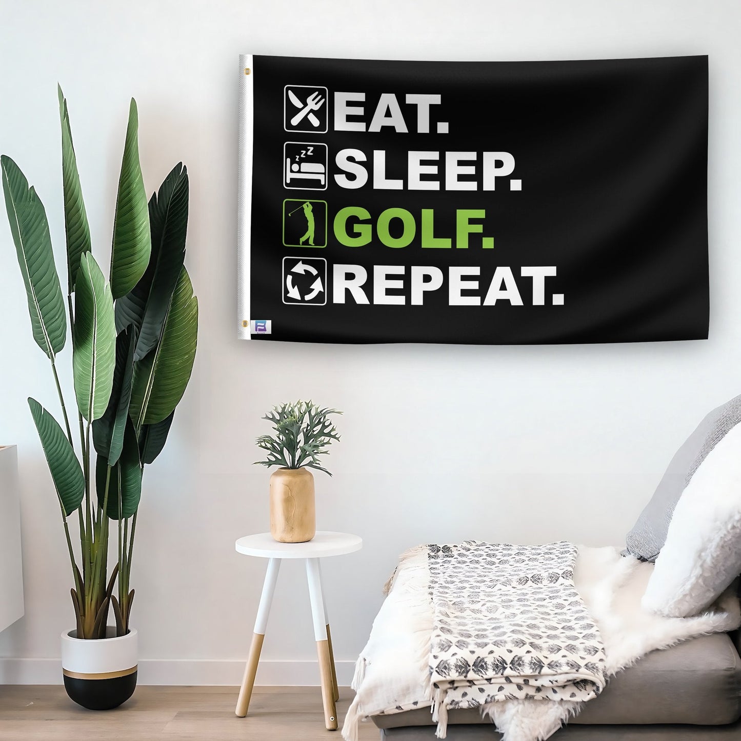 Eat Sleep Golf Repeat Flag