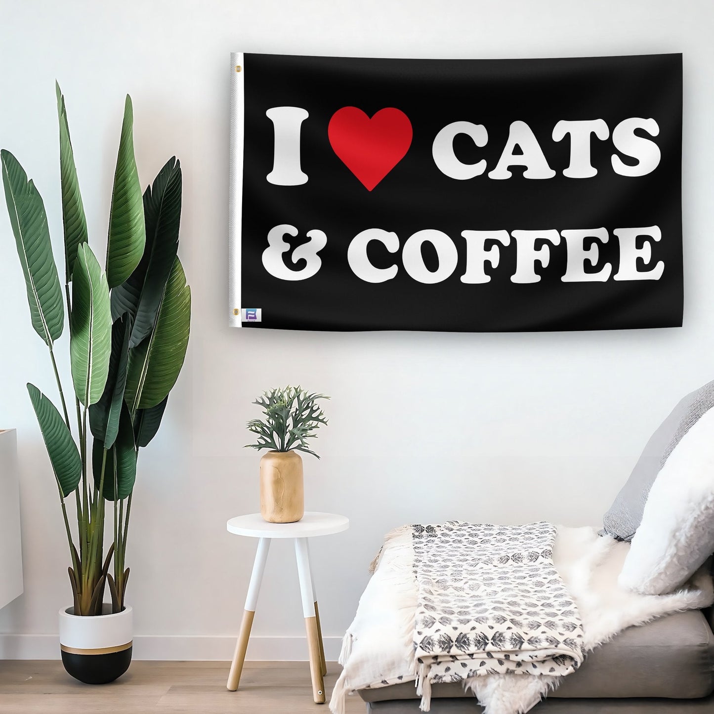 I Love Cats And Coffee Flag