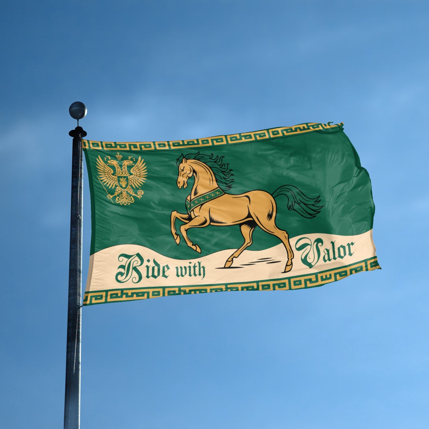 LOTR Rohan Horse Ride With Valor Flag