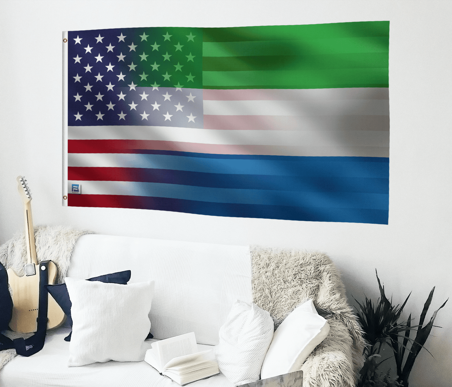 Sierra Leonean American Hybrid Flag