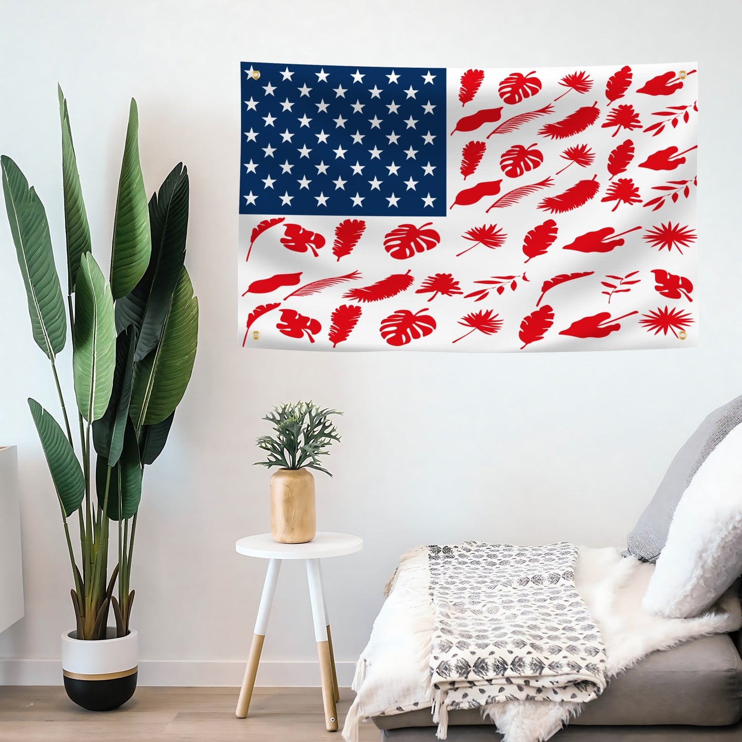 Tree Leaf Stripes American Flag