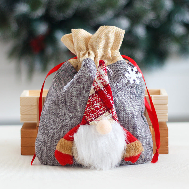 Forest Man Gift Bag Christmas Linen Cartoon Decoration Faceless Elderly Gift Bag Gift Bag Candy Bag