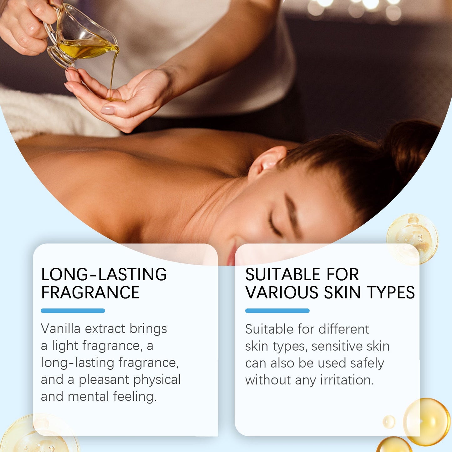 Caramel Vanilla Body Oil Hydrates Hydrating Skin Care Soothing Nourishing Skin Massage Oil