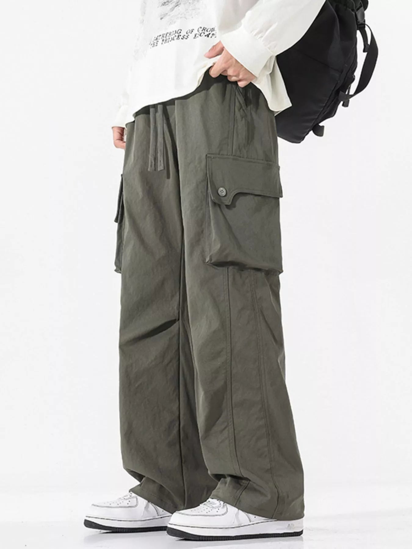 Men's Full Size Loose Fit Multi-Pocket Cargo Pants Plus Size