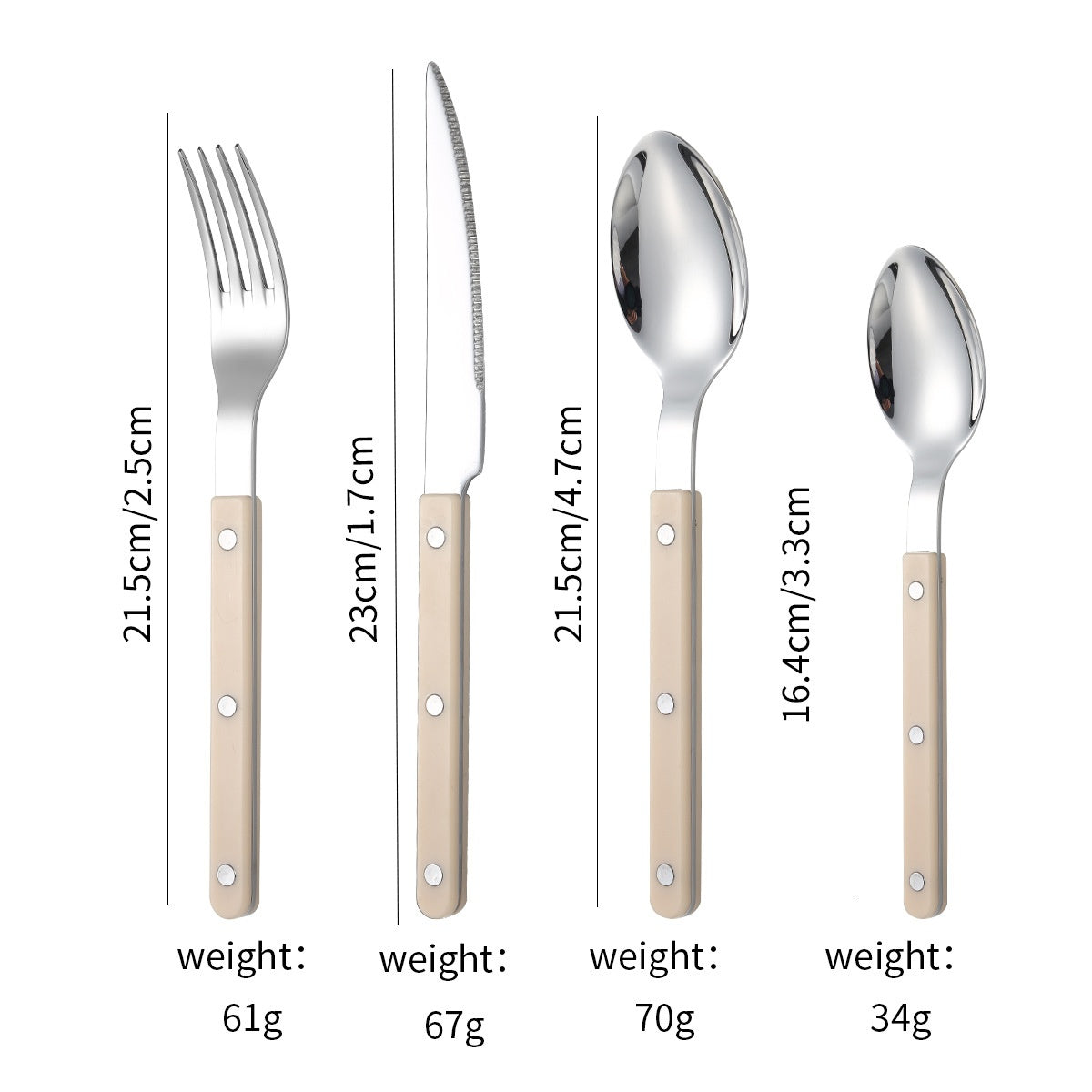 French Rivet ABS Handle Hotel Western Tableware Steak Knife Butter Knife Set