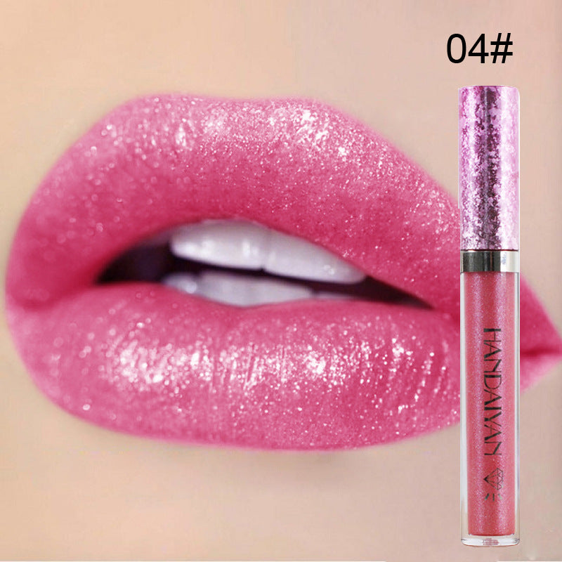 handaiyan Diamond Pearl Lip Gloss Non-Stick Cup Mermaid Lip Gloss Lipstick