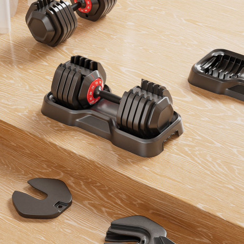 Adjustable dumbbell set, male and female 10 in 1 free dumbbell black rotating handle for quick adjustment (10 gears/55 pounds)