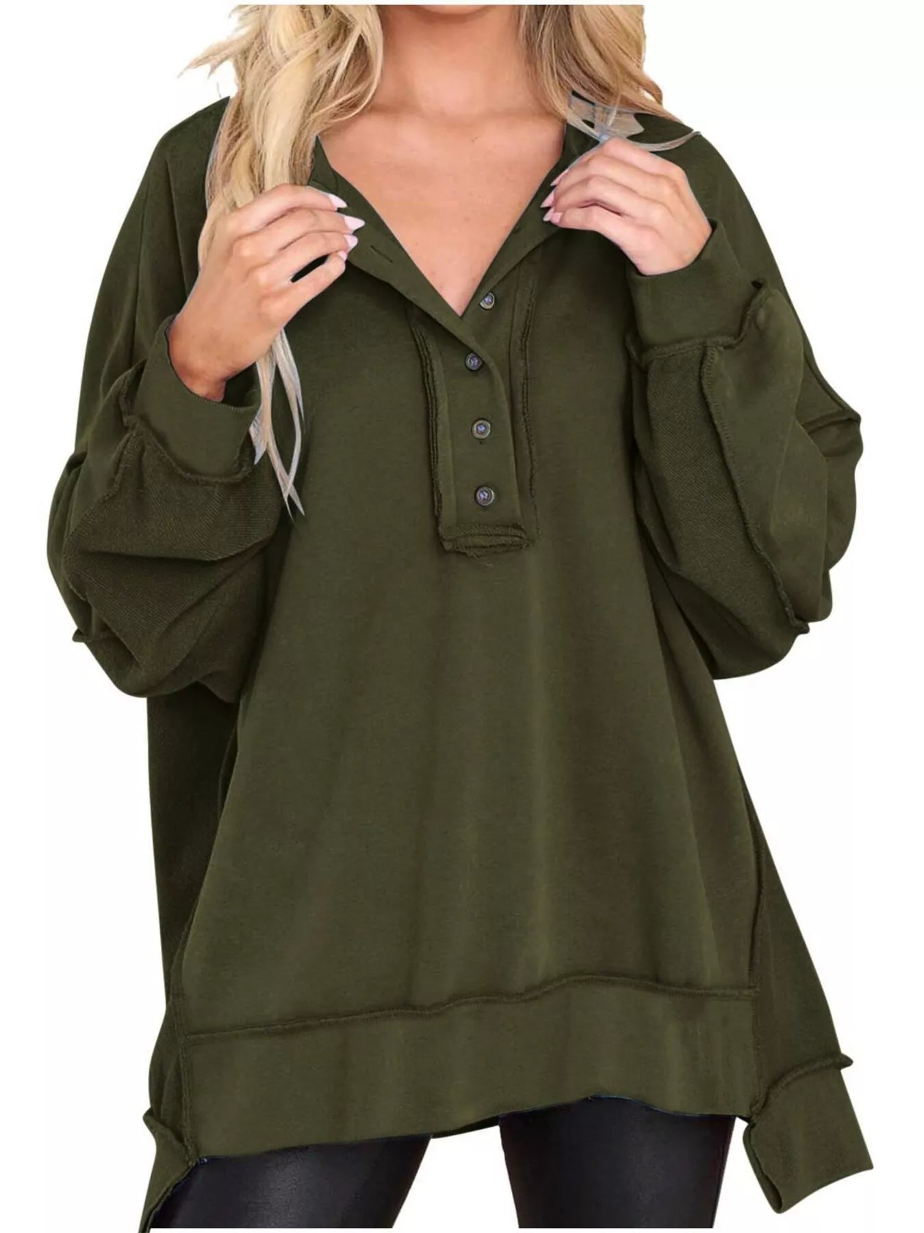 Half Snap Long Sleeve Sweatshirt