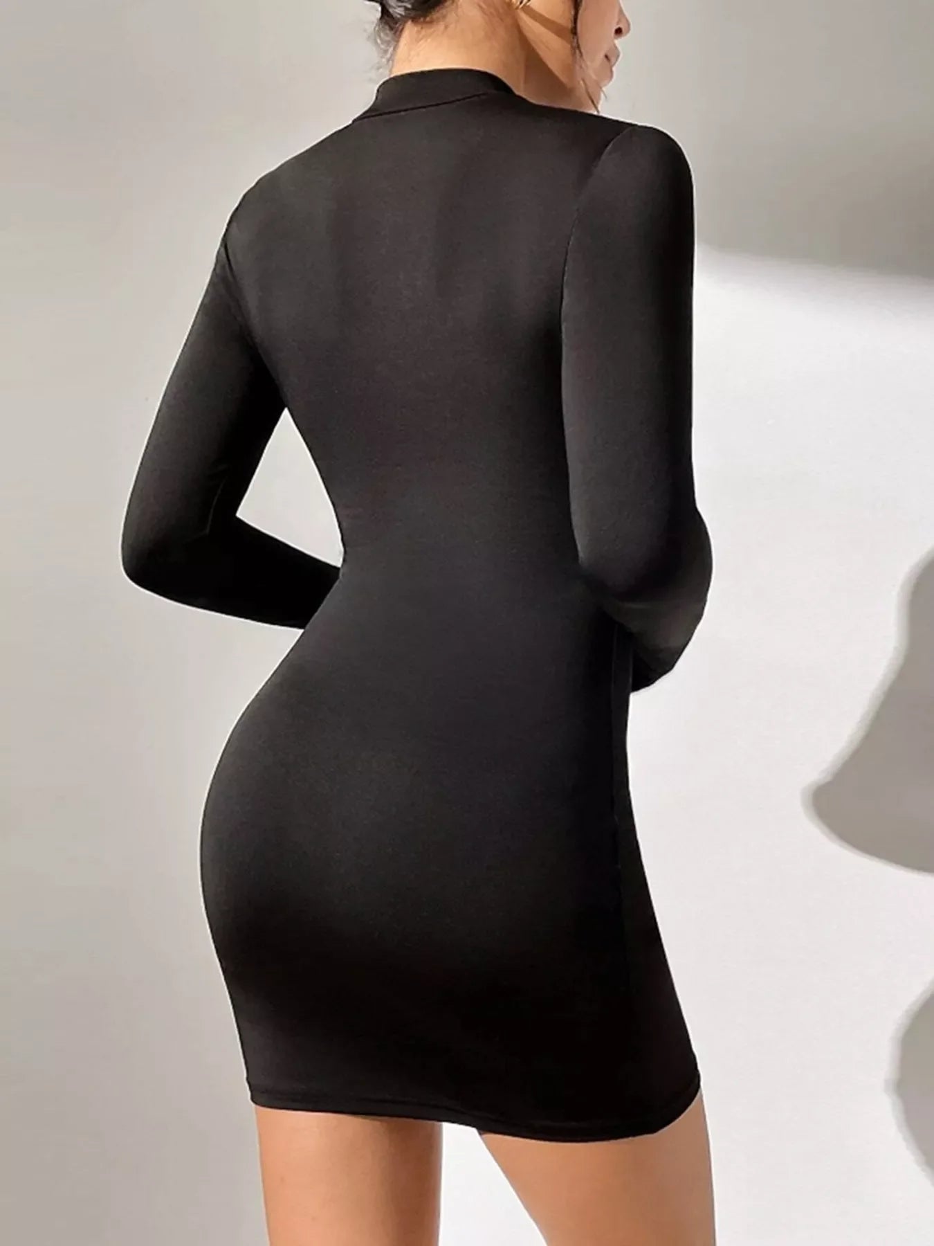 Mock Neck Long Sleeve Bodycon Mini Dress