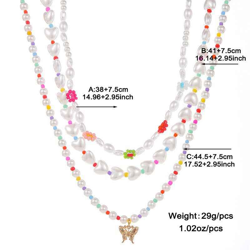 Gold-plated Pearl Necklace with Inlaid Pearls - Multi-row Women's Suit