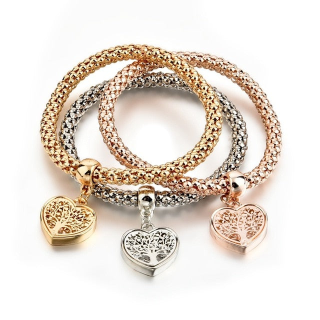 Harajuku Style Life Tree Heart Bracelet & Bangles Set