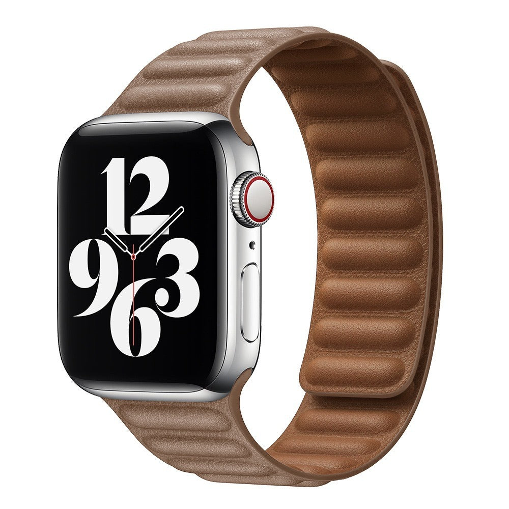 Suitable For iwatch8 Watchband S7 SE 6/5/43 Magnetic Suction New Leather Loopback Chain Apple Watch Wristband