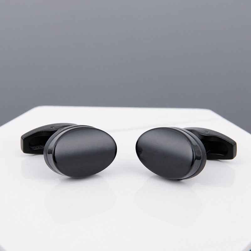 Mens Black Cufflinks - Stylish Grey Copper Sleeve Studs for a Dapper Look