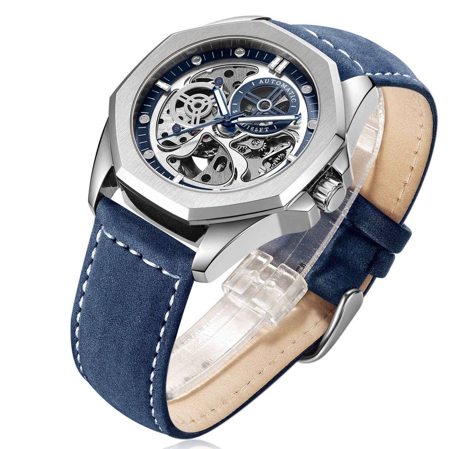 New Hollow Automatic Leather Watch for Men with Waterproof Feature