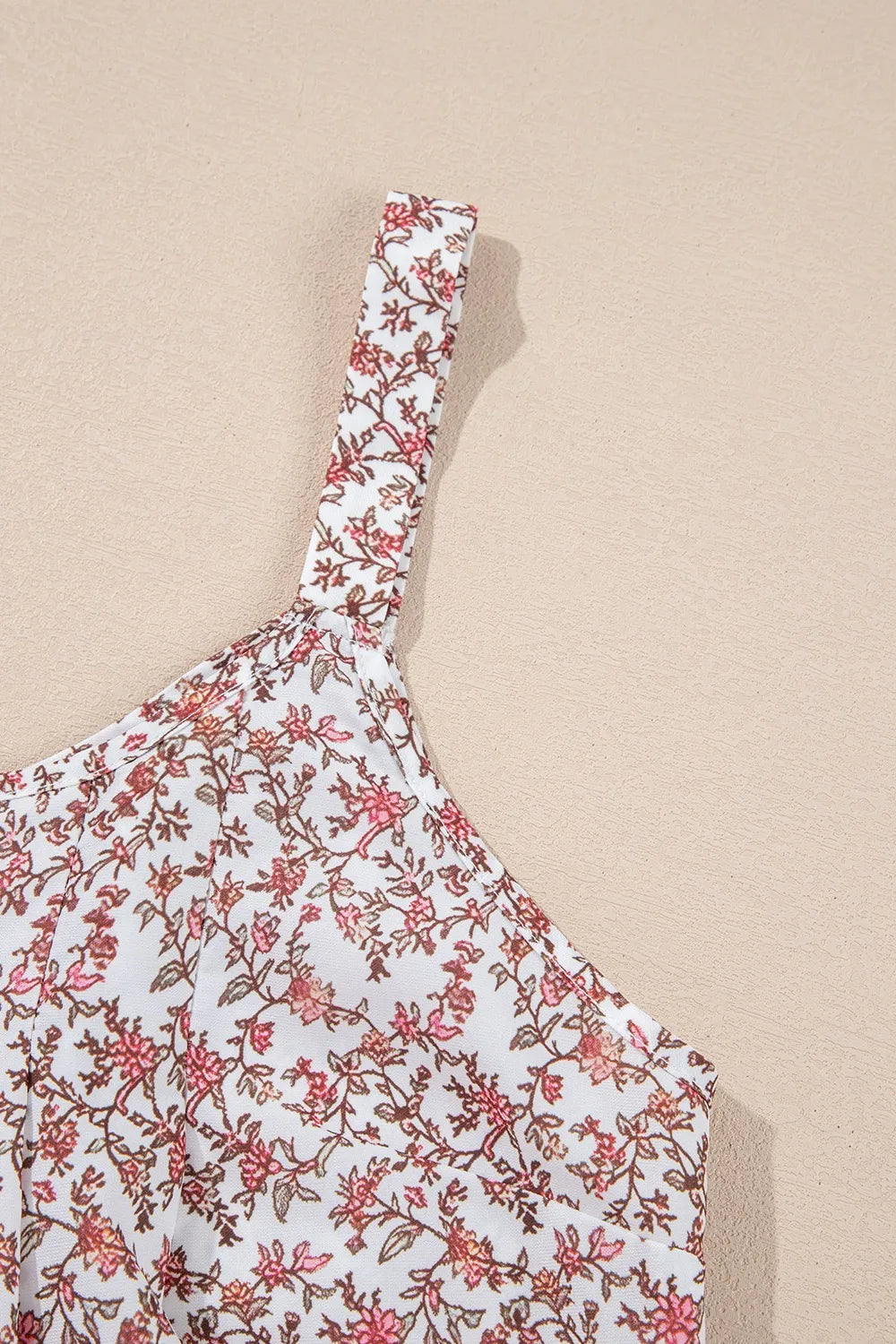 Floral Pleated Detail Scoop Neck Tank