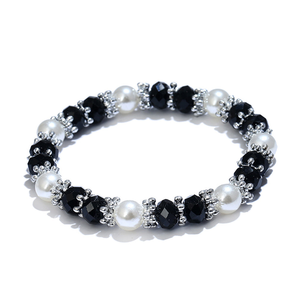 Colorful Rhinestone and Faux Pearl Charm Bracelet for Women