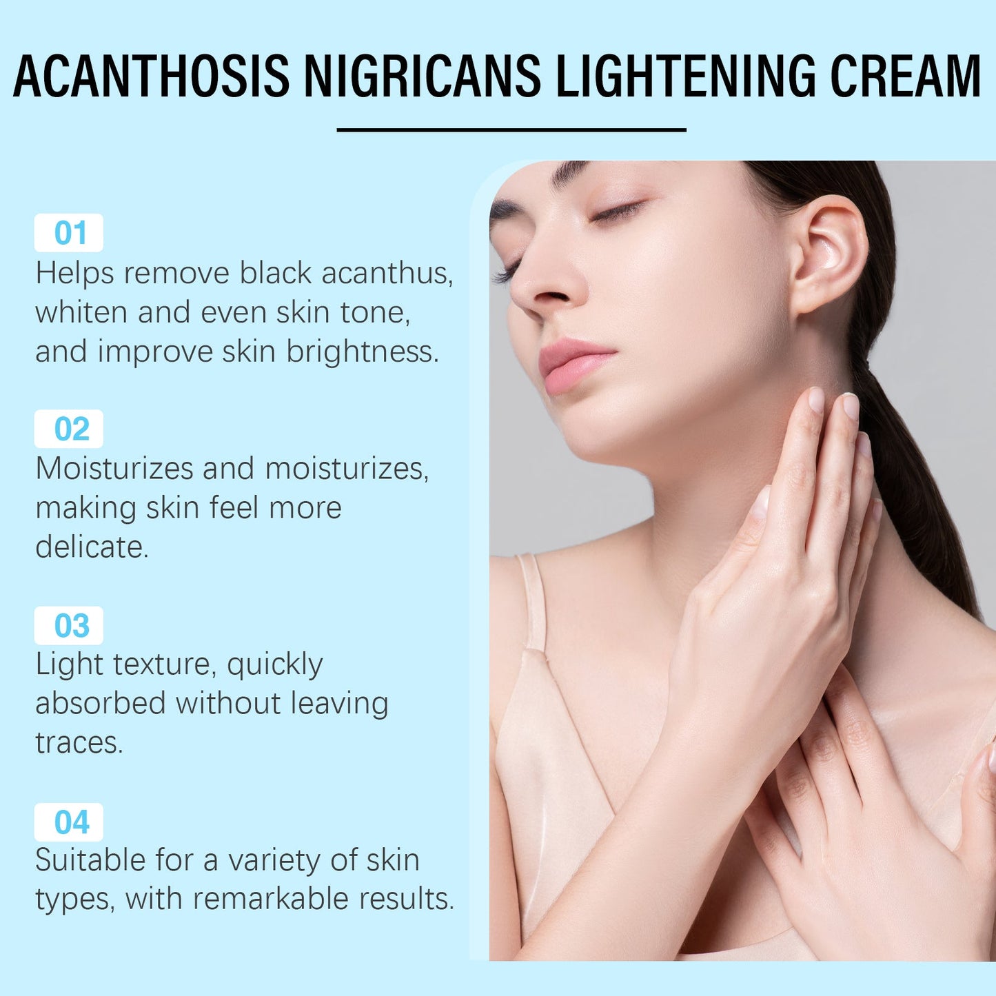 Ouhoe Black Acanthoderm Whitening Cream Soft Moisturizing, Moisturizing, Tender Skin Refreshing, Non-Greasy Elbow Neck Line Care