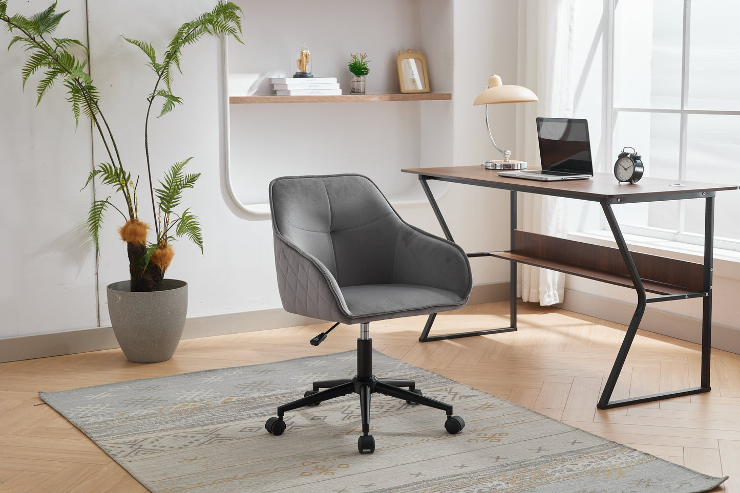 Velvet Office Desk Chair, Modern Home Desk Chair with Wheels , Vanity Chairs for Living Room, Bedroom,Study Room