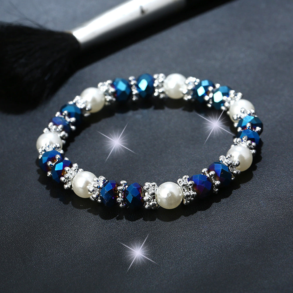 Colorful Rhinestone and Faux Pearl Charm Bracelet for Women
