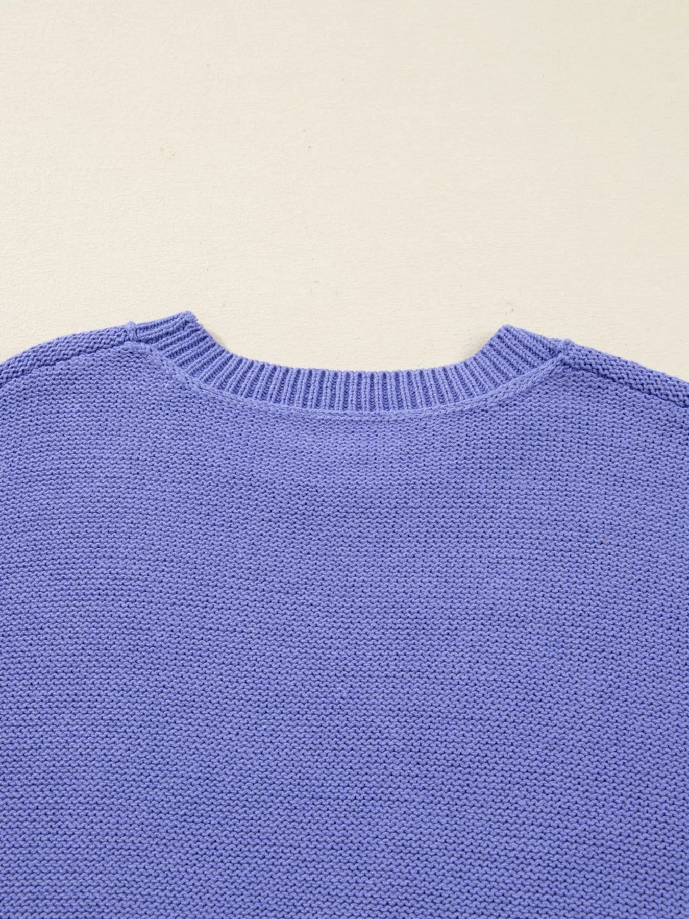 Plus Size Striped Trim Drop Shoulder Knit Loose Sweater