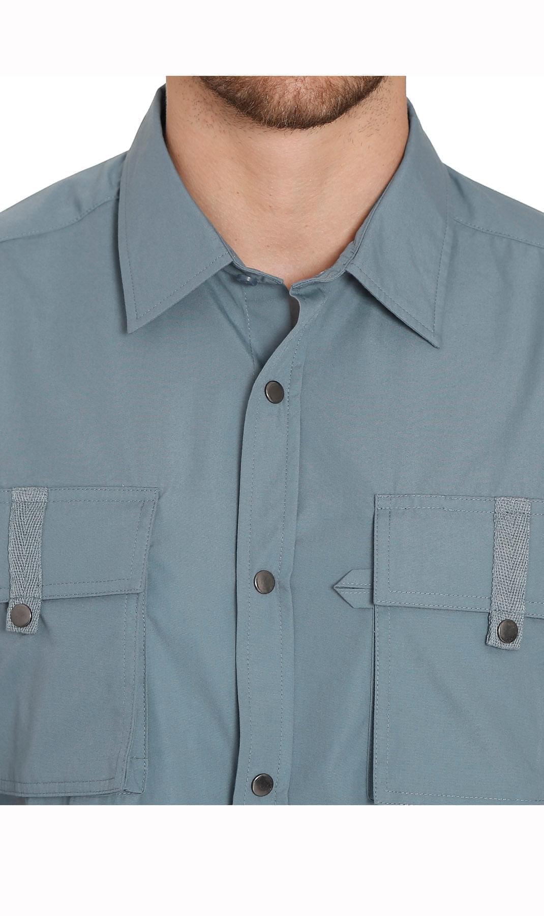 Men's Short Sleeve Easy Snap Explorer Shirt With Multi-Pockets and cool back mesh
