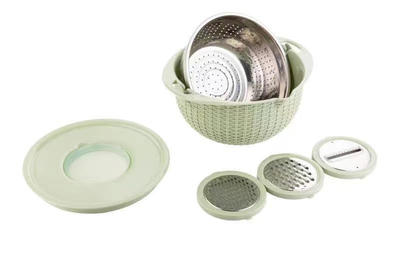 Stainless steel water filter basin household rotatable double layer vegetable washing and draining basket stainless steel line
