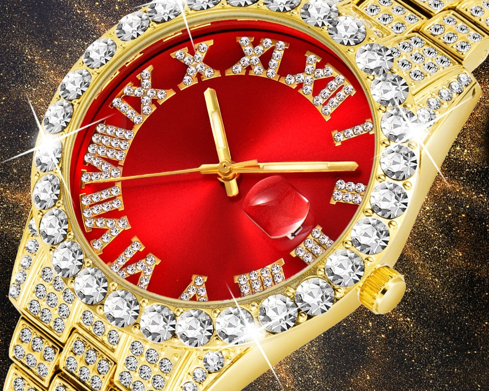 Iced Out Luxury Men's Watch - 18K Gold Plated