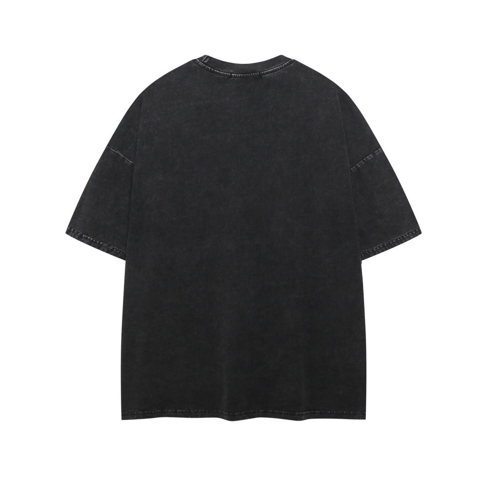 Faded Print Letter Washed Vintage T-Shirt - Harajuku Style