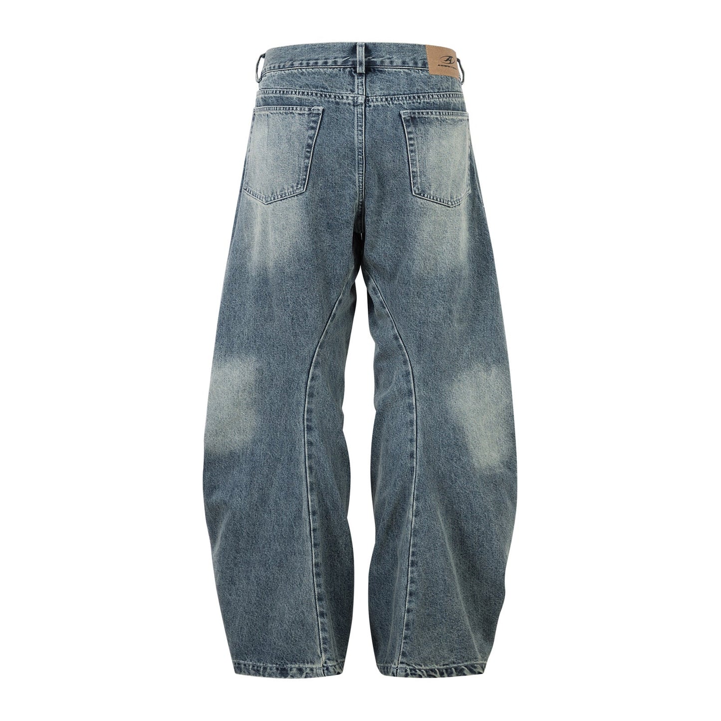 Harajuku-Style Washed Blue Denim Loose Fit Jeans