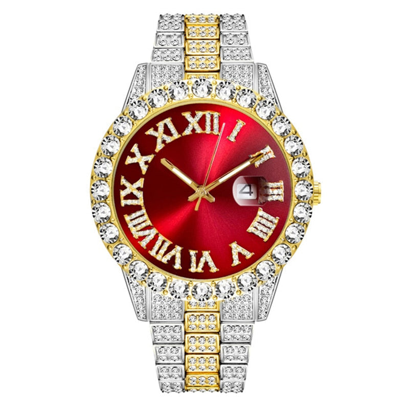 Iced Out Luxury Men's Watch - 18K Gold Plated