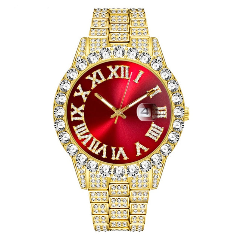 Iced Out Luxury Men's Watch - 18K Gold Plated