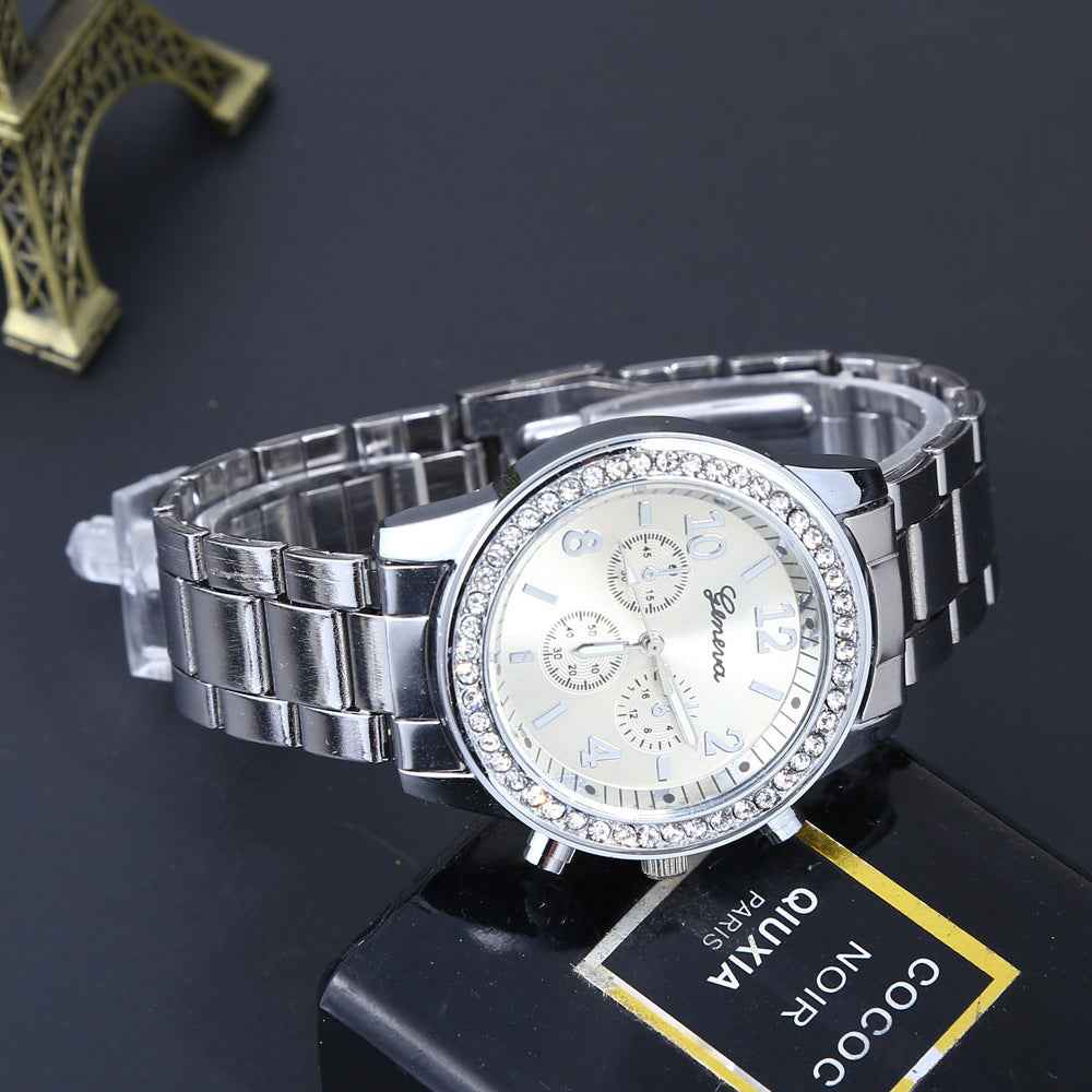 Geneva Men's Diamond-Acc Quartz Watch - Three-Eye Alloy Design