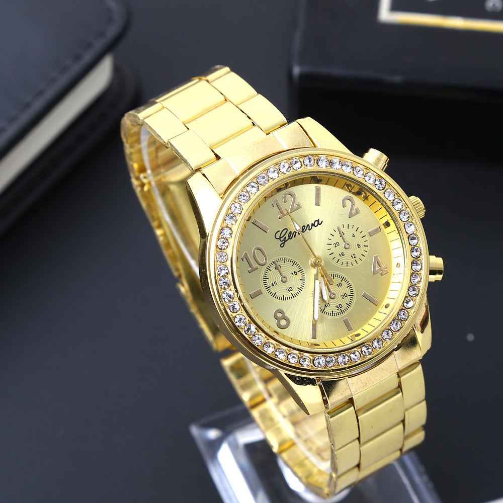 Geneva Men's Diamond-Acc Quartz Watch - Three-Eye Alloy Design