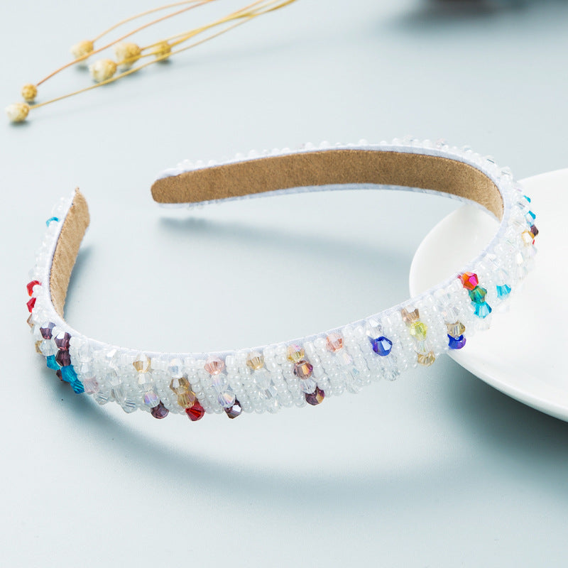 Hair Hoop Hand-woven Beaded Headband Female Baroque Sponge Hair Bundle Korean Face Wash Hair Accessories
