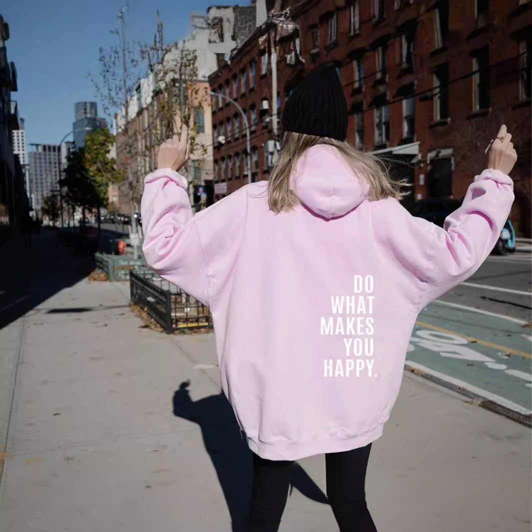 Do What Makes You Happy Off Shoulder Hoodie