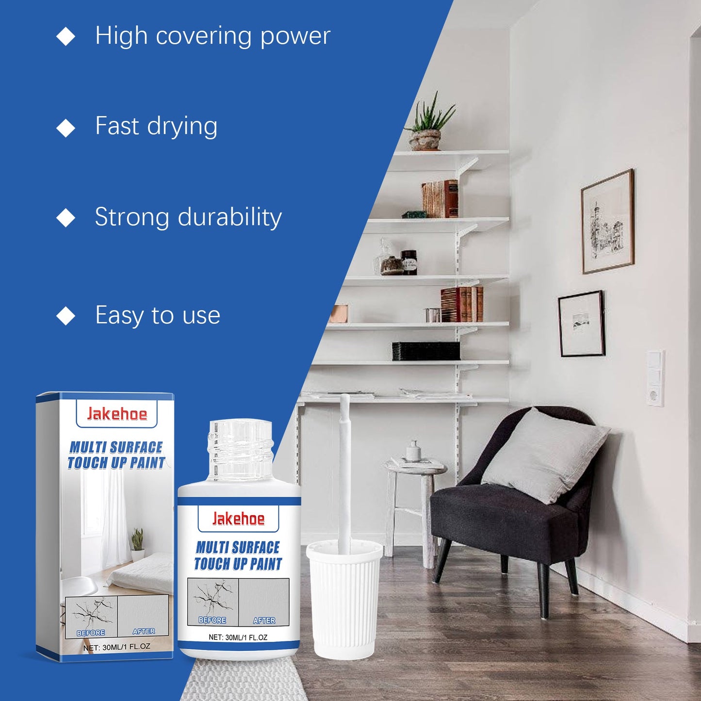 White Retouching Paint For Home Wall Damage Scratches Retreading Cover Multifunctional Waterproof Retouching Paint