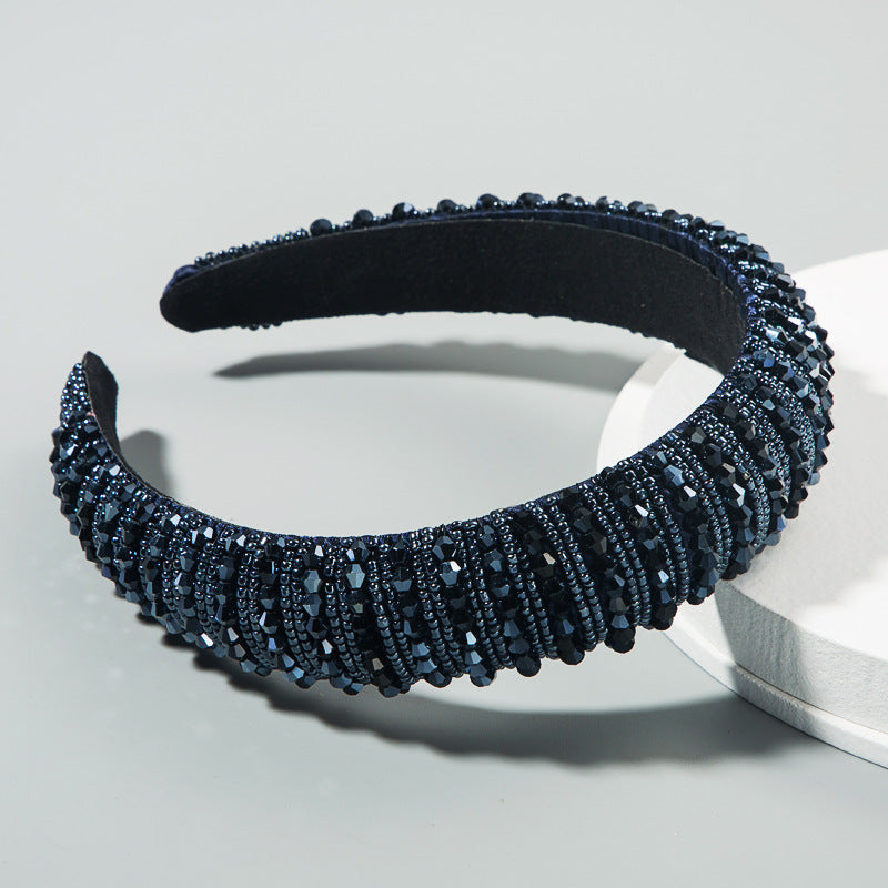Hair Hoop Hand Woven Beaded Head Hoop Female Baroque Sponge Hair Bundle Korean Style Of The Net Red Face Wash Hair Accessories