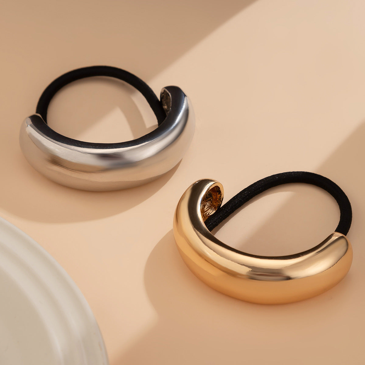 Retro double-layer curved elastic hair accessory Hairpin irregular temperament hair