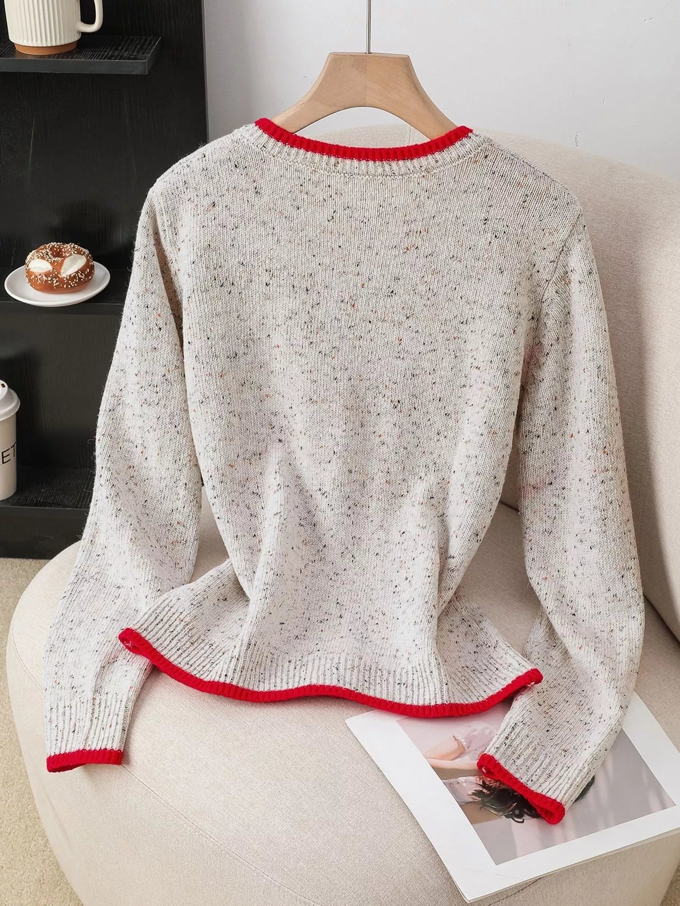 Contrast Trim Button Up Cardigan