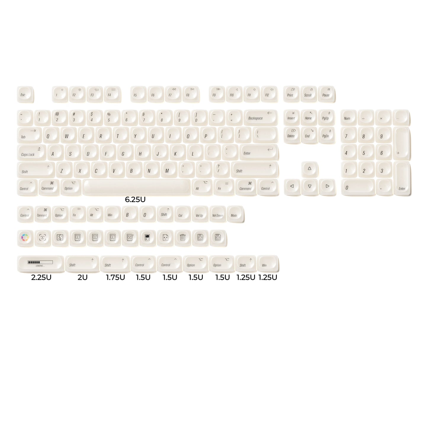 XVX White Chocolate MOA Profile Translucent 139-Key PC Keycap Set