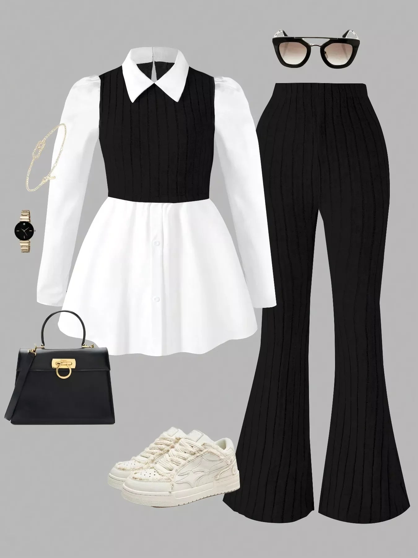 Long Sleeve Peplum Top and Pants Set